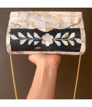 Luxury Chic Mother of Pearl Clutches for Women Dressy Summer Shoulder Bags and Handbags for Wedding and Party by Chic