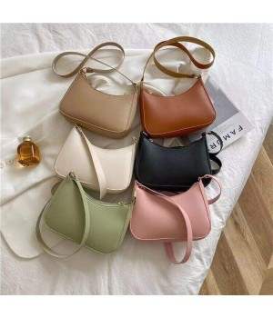 2024 Spring Summer New Fashion Women's Handbag Simple Small Fresh Shoulder Bag Makaron Solid Color Atmospheric Single Strap PU