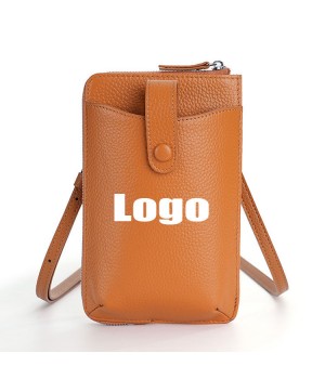 Custom logo Ladies Zip Mobile Phone Purse Small Shoulder Bags Women'S Mini Crossbody Cowhide Genuine Leather Bag