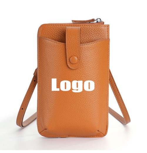 Custom logo Ladies Zip Mobile Phone Purse Small Shoulder Bags Women'S Mini Crossbody Cowhide Genuine Leather Bag