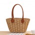 Women's Fashion Summer Beach Woven Handmade Straw Shoulder Bag Casual Canvas Lining with Button Closure for Spring Dress