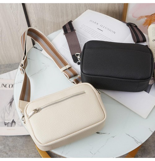 2024 New Ladies' Leather Crossbody Bag Wide Shoulder Strap Large Capacity Zipper Portable Fashionable Single Shoulder Bag