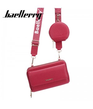 Baellerry Women's Summer Fashion Crossbody Shoulder Messenger Bags Single Strap Leather Polyester Mini Pocket Two Piece Set