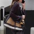 Women's Vintage Cowhide Leather Bucket Bag Large Capacity Single Shoulder Crossbody Cotton Zipper Plaid Leisure Fashion Bag