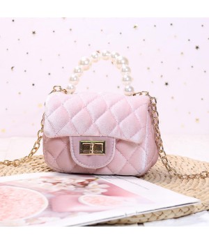 2021 autumn and winter new women's velvet Mini Messenger Bag Girl's fashion pearl handbag for kid purse