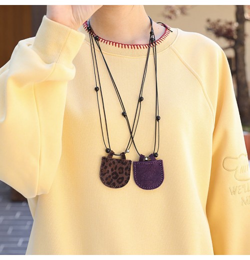 Women's Mini PU Leather Bag Lanyard Hanging Necklace Winter Autumn Fashion Outfits Collocation Pendant Great Gift Idea