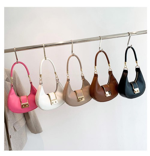 2024 Women's Retro Casual Handbag Candy Color Underarm Bag with Zip Closure Single Strap Shoulder Bag Fashionable Lady Style